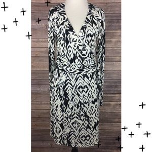 Tart Long Sleeve Wrap Dress Diamond Ikat Sz Medium